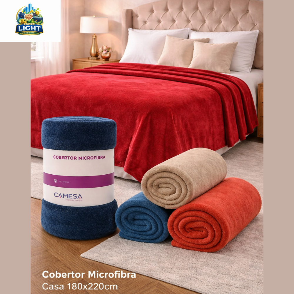 Cobertor Microfibra Casal 180x220 – Maciez e Conforto para Suas Noites