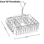 Varal 40 Prendedores para Roupas Íntimas Inox – Grande Capacidade