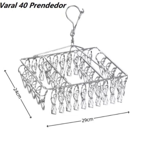 Varal 40 Prendedores para Roupas Íntimas Inox – Grande Capacidade