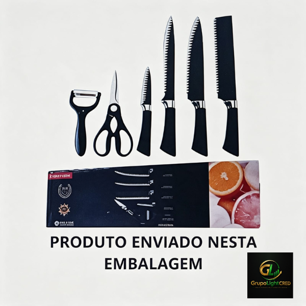 Conjunto de Facas de Revestimento Antiaderente C/ 6 peças de Aço Inoxidável