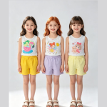 Lara Flor Infantil Kit 6 Pieces – 3 Blouses & 3 Shorts for Girls