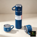Kit Garrafa Térmica Inox 500ml Com 3 Xícaras Camping Viagem