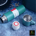 Kit Garrafa Térmica Inox 500ml Com 3 Xícaras Camping Viagem